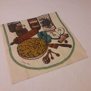 Vintage Fallani & Cohn All Linen Apple Tart Recipe Tea Towel
